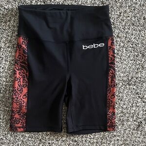 Bebe Black and Brown Animal Print Active Shorts Small
